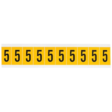 Brady Number Label, 5, 1-1/2in.Hx7/8in.W, Vinyl 1530-5