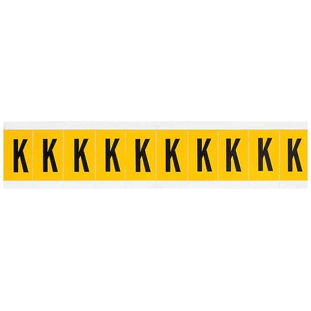 Brady Letter Label, K, 1-1/2in.Hx7/8in.W, Vinyl 1530-K