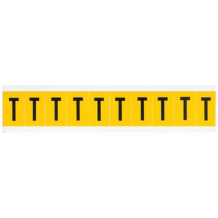 Brady Letter Label, T, 1-1/2in.Hx7/8in.W, Vinyl 1530-T