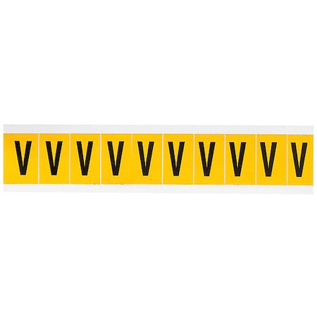 Brady Letter Label, V, 1-1/2in.Hx7/8in.W 1530-V