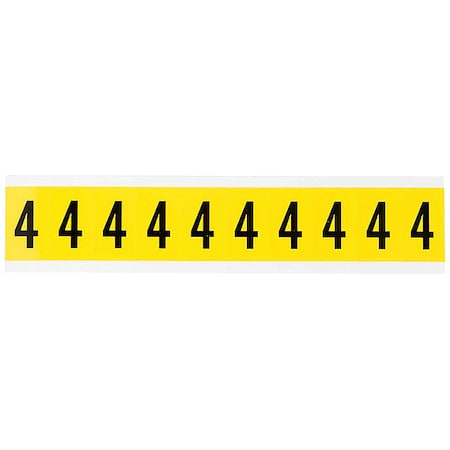 Brady Number Label, 4, 1-1/2in.Hx7/8in.W 3430-4
