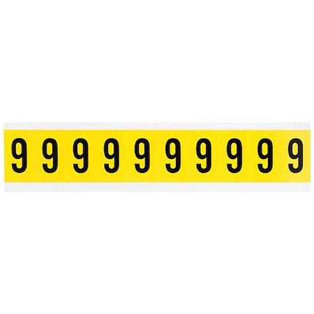 Brady Number Label, 9, 1-1/2in.Hx7/8in.W 3430-9