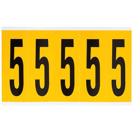 Brady Number Label, 5, 5in.Hx1-3/4in.W, Vinyl 1560-5