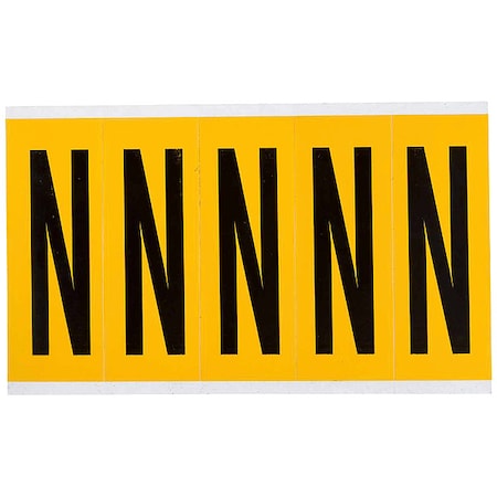Brady Letter Label, N, 5in.Hx1-3/4in.W, Vinyl 1560-N