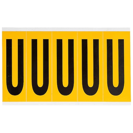 Brady Letter Label, U, 5in.Hx1-3/4in.W, Vinyl 1560-U