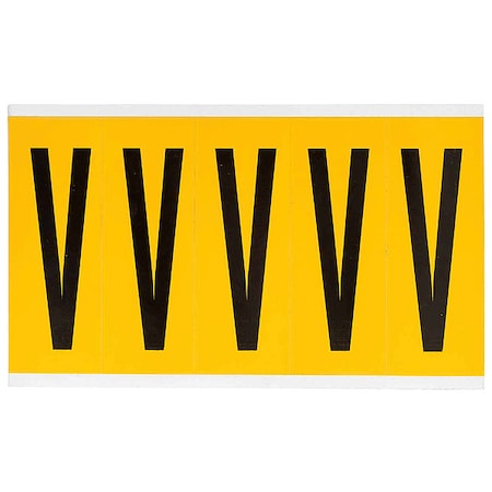 Brady Letter Label, V, 5in.Hx1-3/4in.W, Vinyl 1560-V