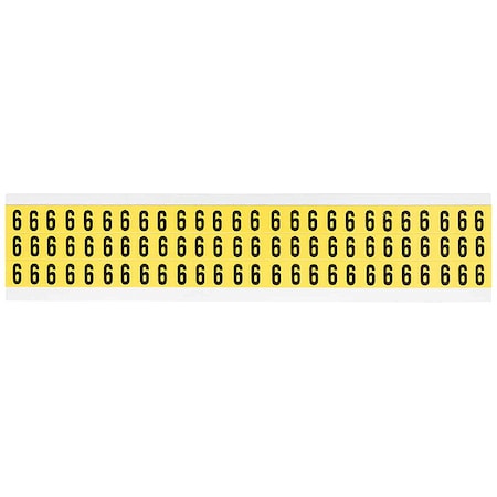 Brady Number Label, Vinyl, 1/2 in H, 3/8 in W 3410-6