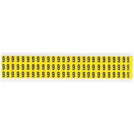 Brady Number Label, 9, 1/2in.Hx11/32in.W, Vinyl 3410-9