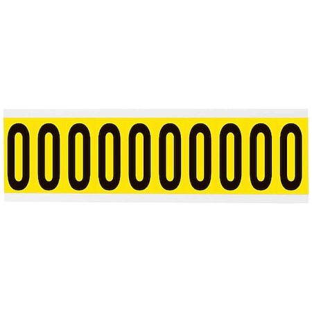 Brady Number Label, 0, 2-1/4in.Hx7/8in.W 3440-0
