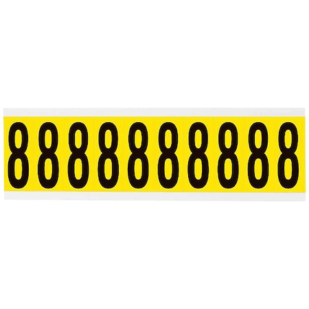 Brady Number Label, 8, 2-1/4in.Hx7/8in.W 3440-8