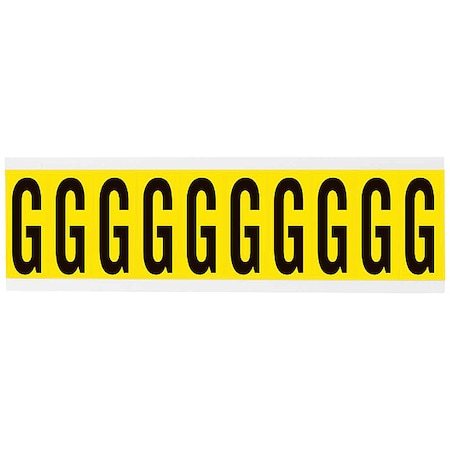 Brady Letter Label, G, 8inW, Black/Yellow, Vinyl 3440-G