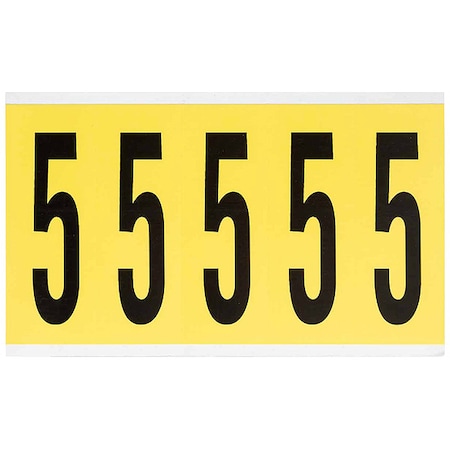 Brady Number Label, 5, 5inHx1-3/4inW, No. Cards 1 3460-5