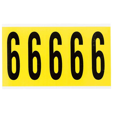 Brady Number Label, 6, 5inHx1-3/4inW, No. Cards 1 3460-6