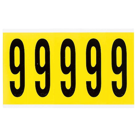 Brady Number Label, 9, 5inHx1-3/4inW, No. Cards 1 3460-9