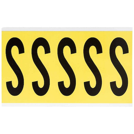 Brady Letter Label, S, 5in.Hx1-3/4in.W, Vinyl 3460-S