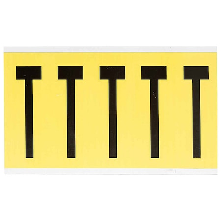 Brady Letter Label, T, 5in.Hx1-3/4in.W, Vinyl 3460-T