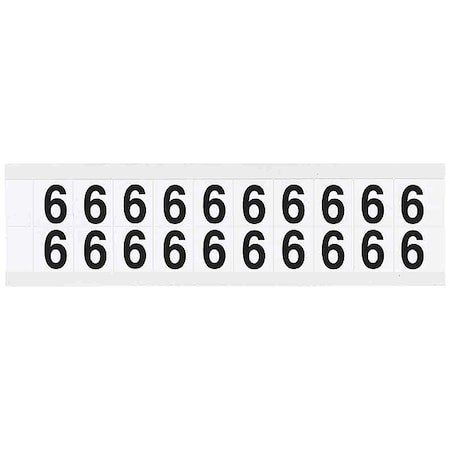 Brady Number Label, 6, 3/4in.Hx21/32in.W, Vinyl 9712-6