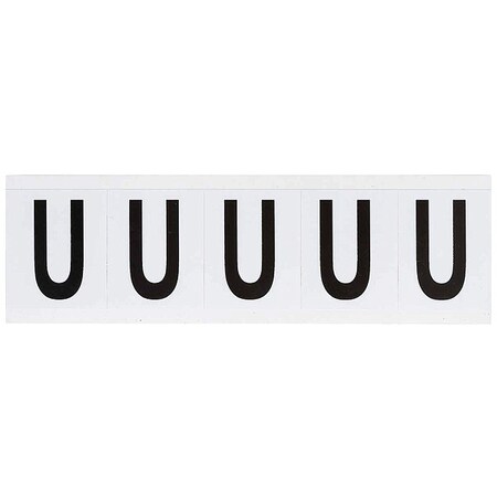 Brady Letter Label, U, 2-1/4inHx1-13/16inW, Vinyl, PK5 9714-U