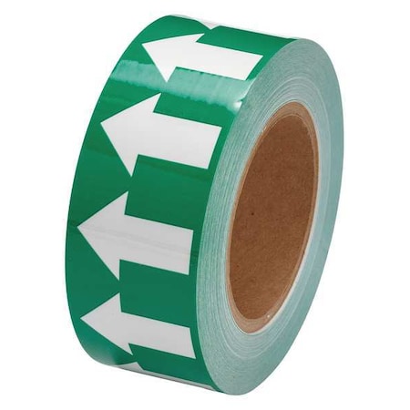 Brady Arrow Tape, 2inWx30 yd., White/Green, Poly 106171