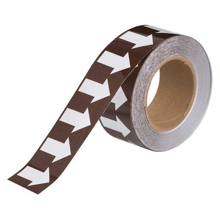 Brady Arrow Tape, 2inWx30 yd., White/Brown, Poly 109938