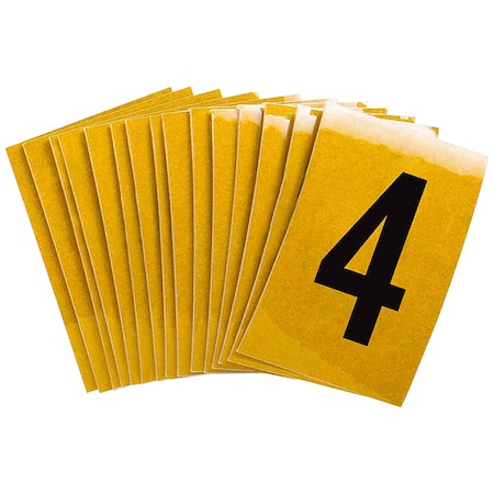 Brady Number Label, 4, 1-1/2in.Hx1in.W, PK25 5920-4
