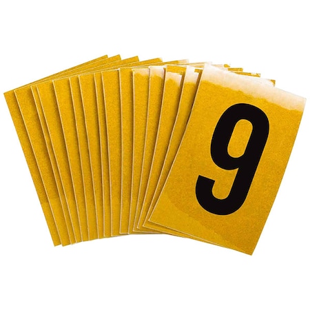 Brady Number Label, 9, 1-1/2in.Hx1in.W, PK25 5920-9