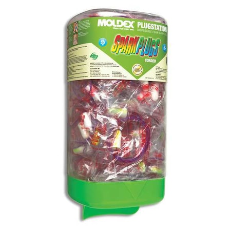 Moldex SparkPlugs Ear Plugs with Dispenser, Foam, Bullet, 33 dB NRR, Corded, 150 Pairs Per Pkg 6880