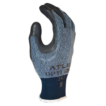 Showa Coated Gloves, Latex, Rough, Palm, 2 Abrasion Level, Black/Blue, S (6) 1 PR 341S-06