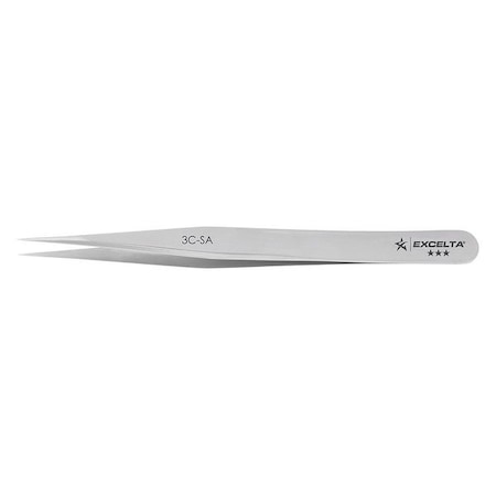 Excelta Tweezer, Fine, 4-1/4 in. L, SS, 1/64 in. Tip 3C-SA