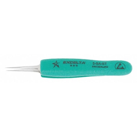 Excelta Tweezer, Very Fine, 4-3/4 in. L, SS 5-SA-ET