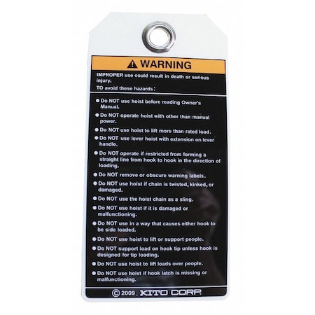 Harrington Tag Safety Warning 80146