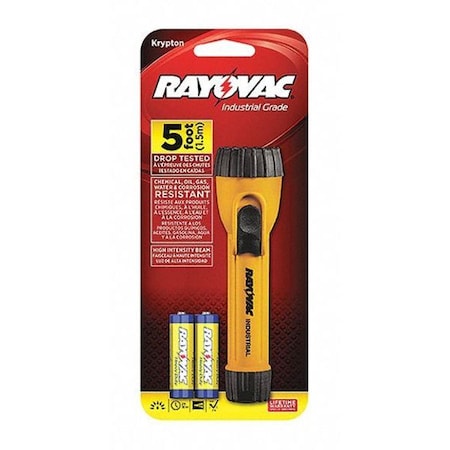 Rayovac Yellow Rechargeable Industrial Handheld Flashlight, 10 lm I2AA-B