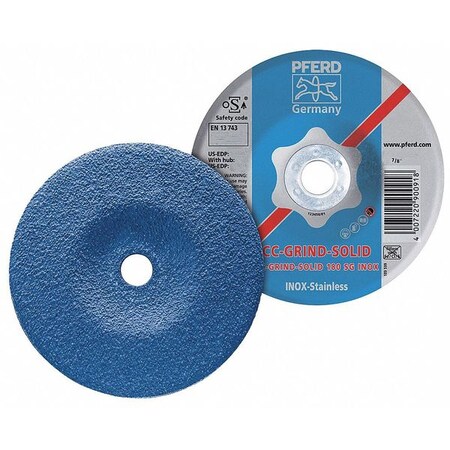 Pferd Depressed Center Wheels, Type 27, 5 in Dia, 1/8 in Thick, 7/8 in Arbor Hole Size, Ceramic 61216