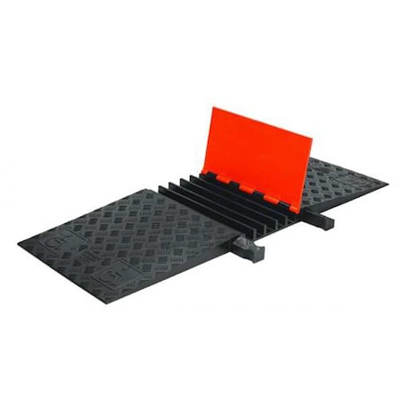 Checkers Cable Protector, 1-7/8 in H, 20 in L, 50 in W, 5 Channel, Polyurethane, Black, Orange GD5X125-ADA-O/B