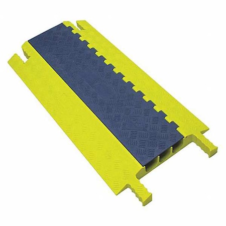 Power First Cable Protector, 2-3/4 in H, 3 ft L, 18-1/4 in W, 3 Channel, Polyurethane, Gray, Yellow GG3X225GRYYPOW2