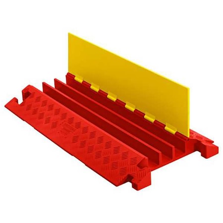 Checkers Cable Protector, 3 in H, 38-5/8 in L, 19-3/4 in W, 3 Channel, Polyurethane, Orange, Yellow CP3X225-Y/O