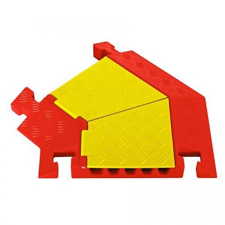 Checkers Cable Protector 45 Deg Left Turn, 2-3/8 in H, 2 ft L, 22-3/8 in W, 5 Channel, Polyurethane CPT5X125-L-Y/O