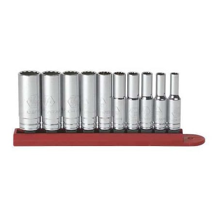 Gearwrench 10 Piece 1/4" Drive 12 Point Deep SAE Socket Set 80309D