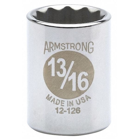Armstrong Industrial Hand Tools 1/2" Drive, Double Hex SAE Socket, 12 Points 12-126