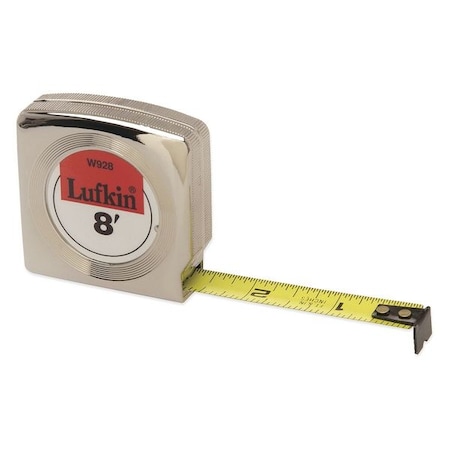 Crescent Lufkin 1/2" x 8' Mezurall Chrome Case Yellow Clad Power Return Tape Measure W928