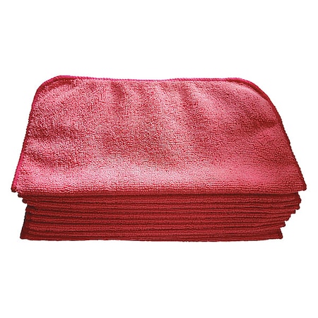 Tough Guy Microfiber Cloth Wipe 12" x 12", Red, 12PK 32UV02