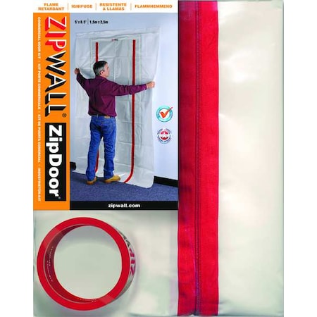 ZIPWALL Dust Barrier Door, Clear, 5 Ft x 8-1/2 Ft ZDC