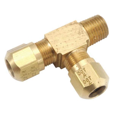 Anderson Metals Tee, Brass, Comp1/2", Comp3/8", MNPT3/8" 1471X8
