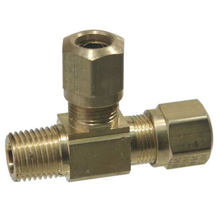 Tramec Tee, Brass, Comp3/8", Comp1/4", MNPT1/4" 971-6NS