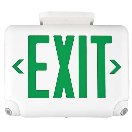 Dual-Lite Exit Sign with Emergency Lights, White, 1 or 2 Face(s), LED, Universal Mount EVCUGWDI