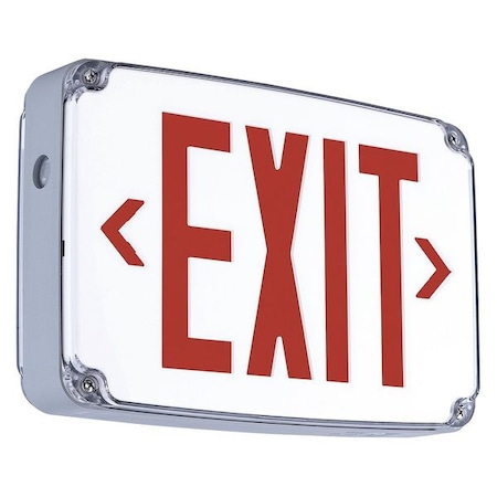Compass Exit Sign, Silver, 2 Face(s), LED, Universal Mount, Nickel Cadmium CEWDRE