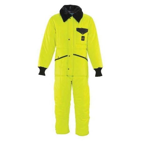 Refrigiwear Hi Vis Iron-Tuff Hi-Vis Coverall, Nylon, 11.25 oz Fabric Weight, 30 1/2 in Inseam, Lime, L 0344RHVLLARL2