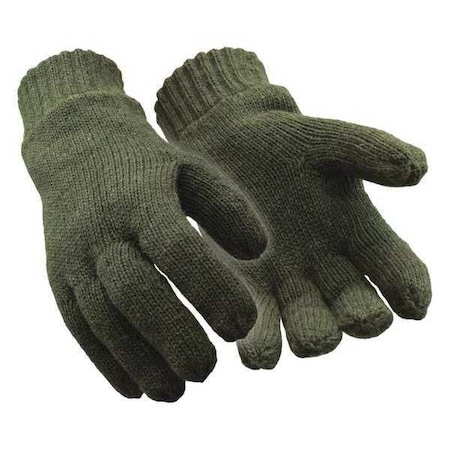 Refrigiwear Cold Protection Gloves, Ragg Wool Palm, 40g Thinsulate/Tricot Lining, Green, L ( 9 ) 0321RGRNLAR