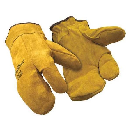 Refrigiwear Cold Protection Mitt Gloves, Split Cowhide Leather Palm, Knit Cuff, Tan, 1 PR 0216RGLDLAR