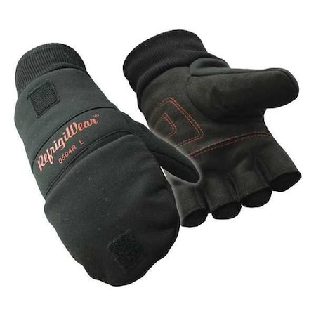 Refrigiwear Cold Protection Mitt Gloves, Synthetic Suede Leather Palm, Fiberfill/Double Foam/Tricot Lining, L 0504RBLKLAR